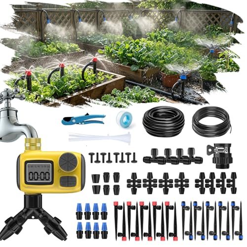 165FT Drip Irrigation System with Timer, Automatic Garden...