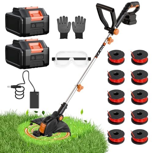 4000mAh Weed Wacker Weed Eater: 21V Electric Cordless Edger...