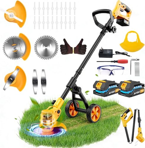 Electric Weed Wacker Cordless with Wheels,Electric Weed...