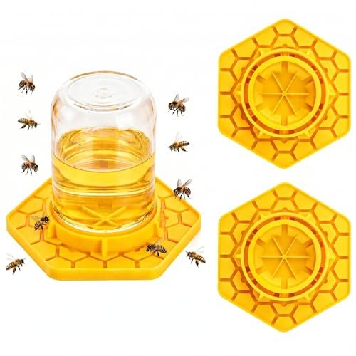2 Pack Bee Watering Station for Garden, Honeycomb Tray...