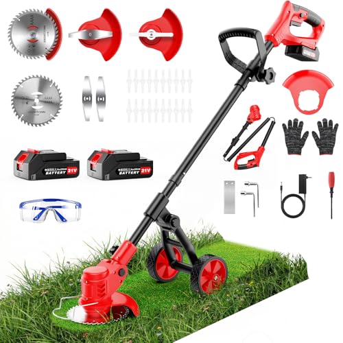 Cordless Weed Wacker 8 Inch, 21V Electric Battery Trimmer...