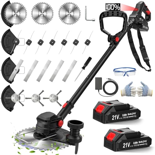 SMILOVII 21V Cordless Weed Wacker Lawn Edger, 4-in-1 Brush...