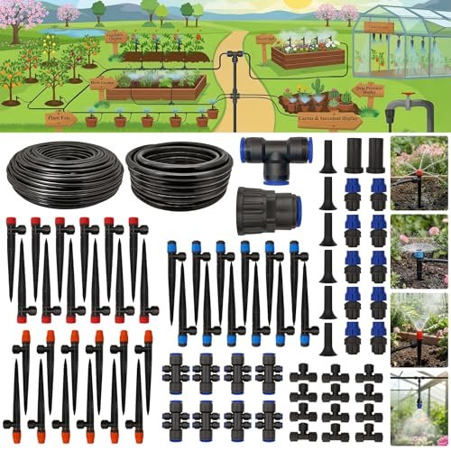 Drip Irrigation System 230FT Quick-Connect Drip Irrigation...