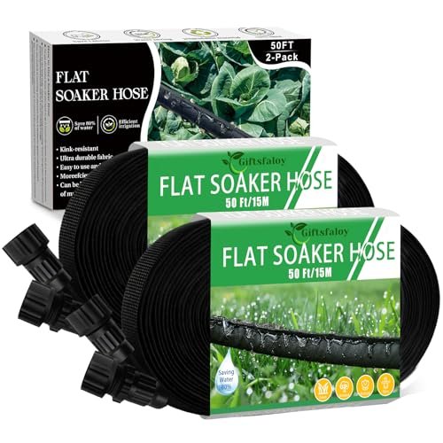 Flat Soaker Hose, Garden Hose with Heavy Duty Water Saving