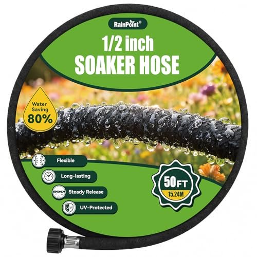 RAINPOINT 1/2'' Soaker Hose 50ft for Garden, for Efficient...