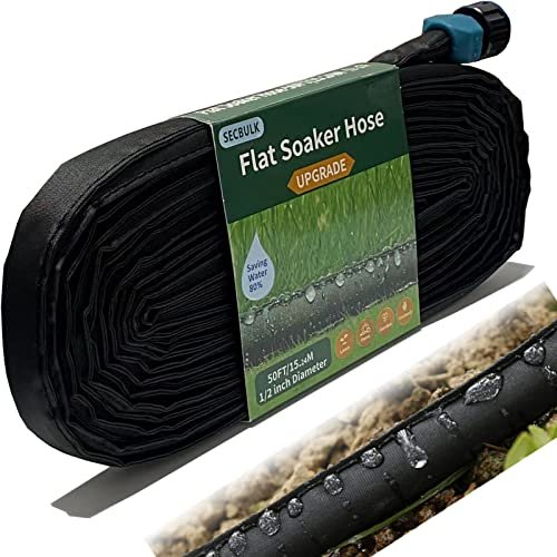 Secbulk 2025 Flat Soaker Hose 50 ft for Garden Leak-free