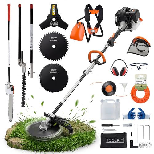 52CC 2-Stroke Gas Weed Eater, 6-in-1 Multi-Tool with...
