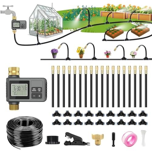 HEKIWAY 60Ft Drip Irrigation System with Smart Water Timer