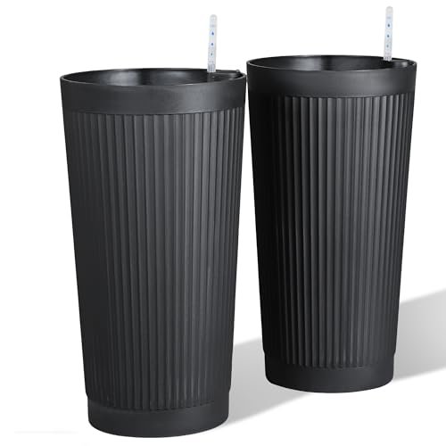 PolarcoForgeco Self Watering Tall Black Planters Outdoor...