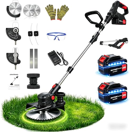 24V Cordless String Trimmer, 8-inch Battery Powered 3-in-1...