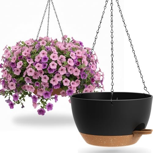 UOUZ 13 Inch 2 Pack Large Self Watering Hanging Planters