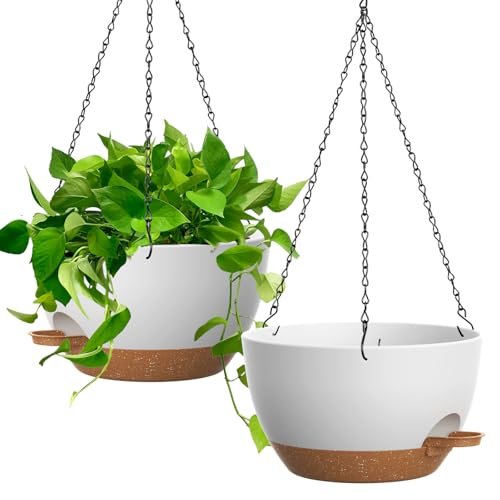 UOUZ 13 Inch 2 Pack Large Self Watering Hanging Planters
