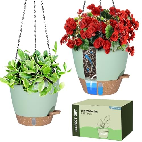 Goproauto Self-Watering Hanging Planters with Water Level...