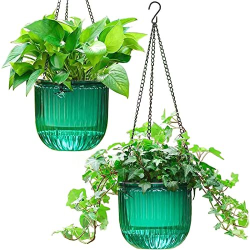 Melphoe 2 Pack Self Watering Hanging Planters Pots Baskets