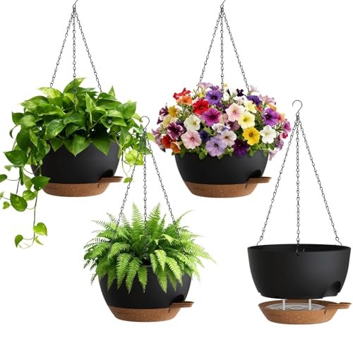 UOUZ 4 Pack 8 Inch Self Watering Hanging Planters