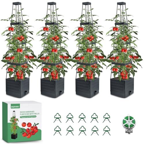 MQFORU Tomato Planter Boxes with Trellis Outdoor,...