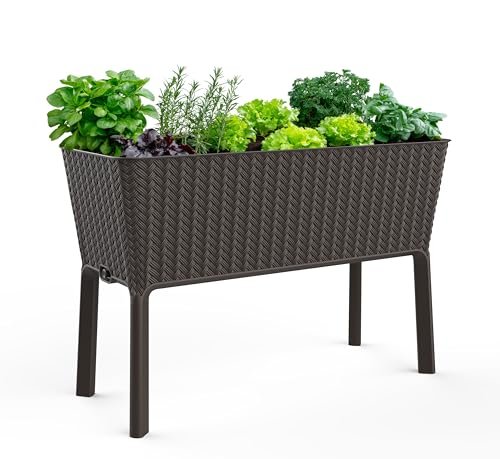 Keter Splendor 31.7 Gallon Raised Garden Bed Self-Watering...