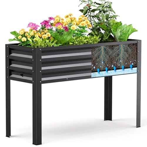 KING BIRD Raised Garden Bed with Legs Galvanized Water Tank