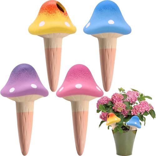 4 Pack Terracotta Watering Spikes, Vacation Self-Watering...