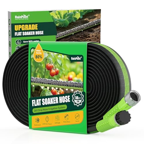 RAINPOINT Soaker Hose 50FT, 80% Water-Saving Drip Irrigation