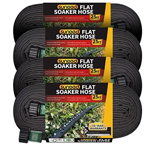 Suneed 4 Pack Flat Soaker Hose 25FT Drip Total 100ft