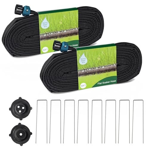 Hourleey Flat Soaker Hose 100 FT for Garden Drip