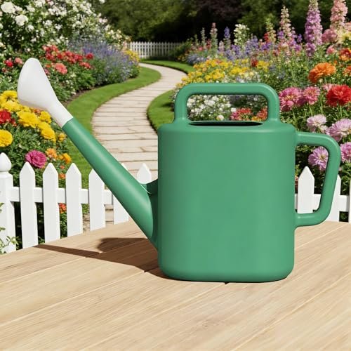 2 Gallon Resin Watering Can Green Lily Dual Handle Pour