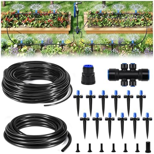 HIRALIY 50FT Quick Connect Garden Watering System Drip...