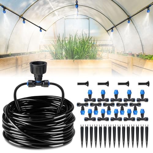 HIRALIY 59FT Greenhouse Misting Drip Irrigation Kit, Quick...
