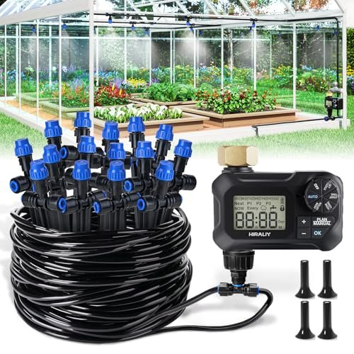 HIRALIY 59FT Greenhouse Misting Drip Irrigation Kit with...