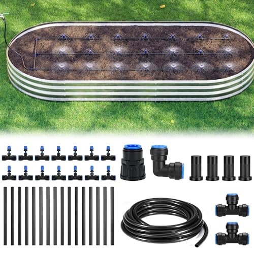 HIRALIY Raised Bed Drip Irrigation Kit Medium, DIY Garden