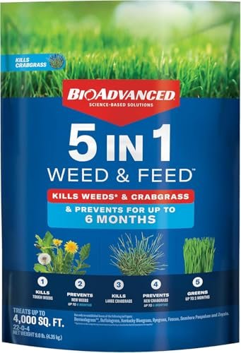 BioAdvanced 5-in-1 Weed and Feed Granules - Kills & Feeds