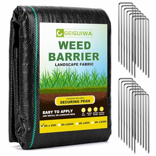 GEIGUIWA 3ftx50ft Weed Barrier Landscape Fabric Heavy Duty