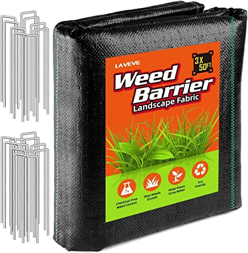 LAVEVE 3FT x 50FT Weed Barrier Landscape Fabric Heavy Duty