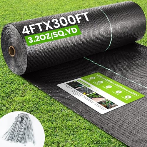 Rintea 4FTX300FT Weed Barrier Fabric, 3.2oz Landscape...