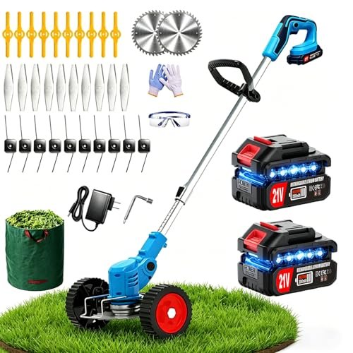 21V Electric Cordless Weed Wacker, with 2×4.0Ah 3-in-1...