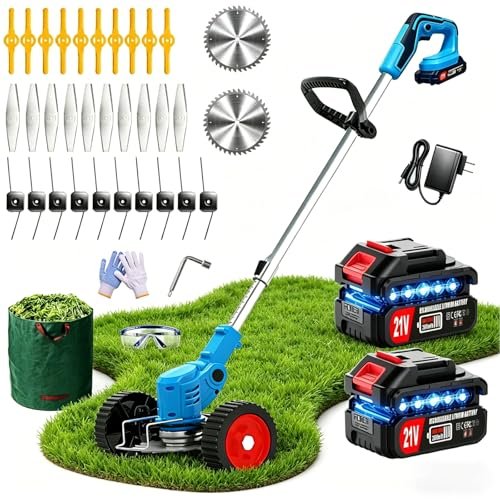 Electric Weed Wacker Cordless, with 2×4.0Ah Batteries,...