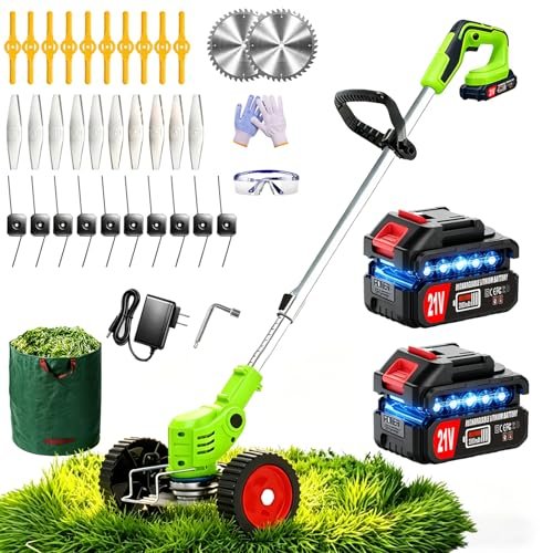 Electric Weed Wacker Cordless, with 2×4.0Ah Batteries,...