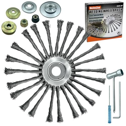 NeJesZoe 10 Inch Steel Wire Weed Wheel Brush Head