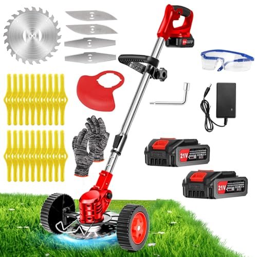 Cordless Weed Wacker Electric Grass Trimmer 21V 3-in-1 Lawn...