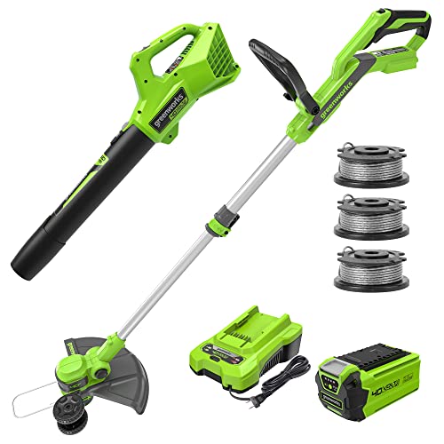 Greenworks 40V Cordless Yard Tool Combo Kit Trimmer and...
