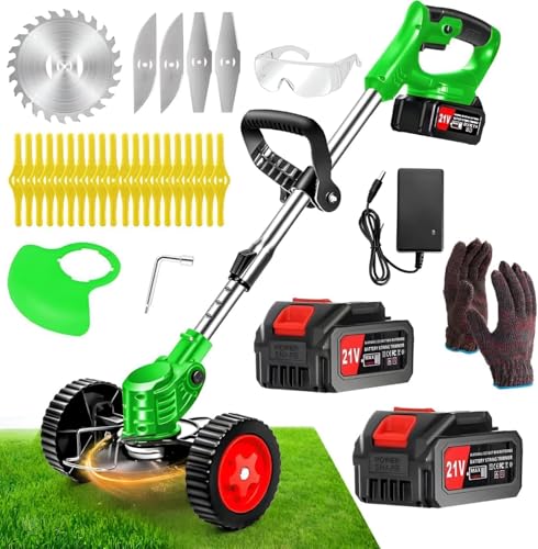 Electric Weed Wacker Cordless Grass Trimmer,21V Battery...