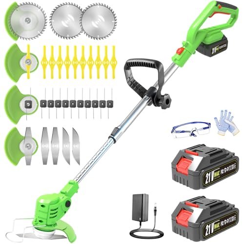 Electric Weed Wacker Cordless, 21V Battery Powered Metal...