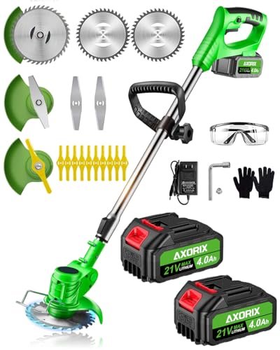 Electric Weed Wacker Cordless, with 2Pcs 4000mAh 21V Brush...
