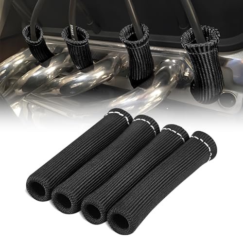JUSTTOP 4PCS Spark Plug Wire Heat Shield Sleeve 2500° Black