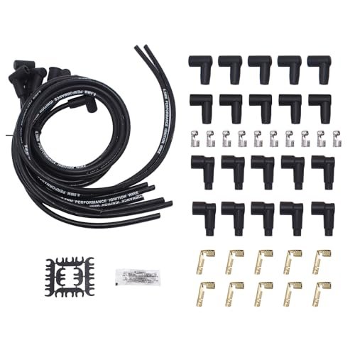 YUCHENSHLP 1 Set 8.5mm Black 90 Degree Spark Plug Wires
