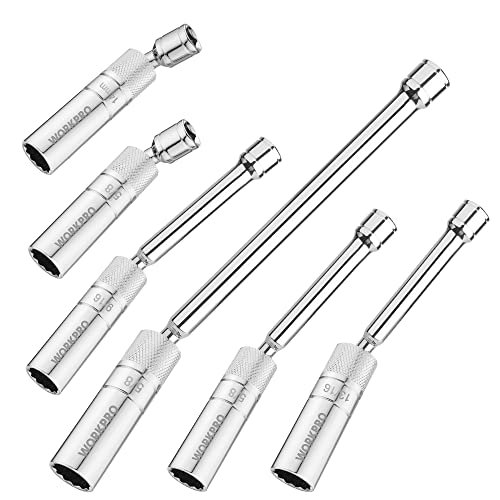 WORKPRO 6 PC Spark Plug Socket, Includes Magnetic Swivel...