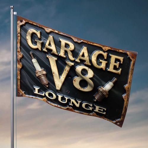 Cool Flags Room Guys Vintage Garage V8 Spark Plugs Flag