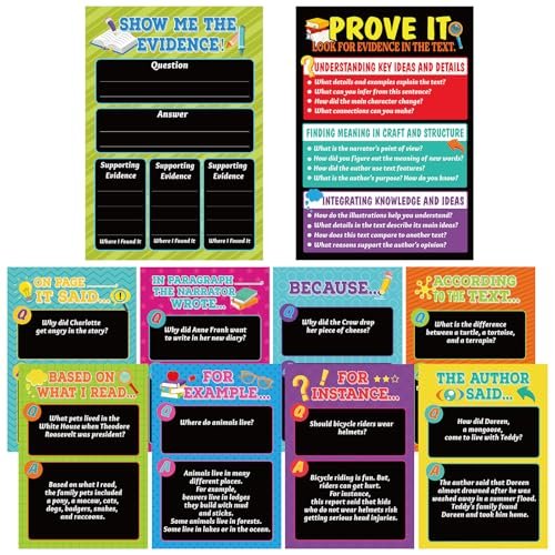 Pajean 10 Pcs Colorful Reading and Writing Posters ELA