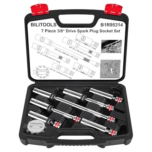 BILITOOLS 7 Piece Magnetic Swivel Spark Plug Socket Set